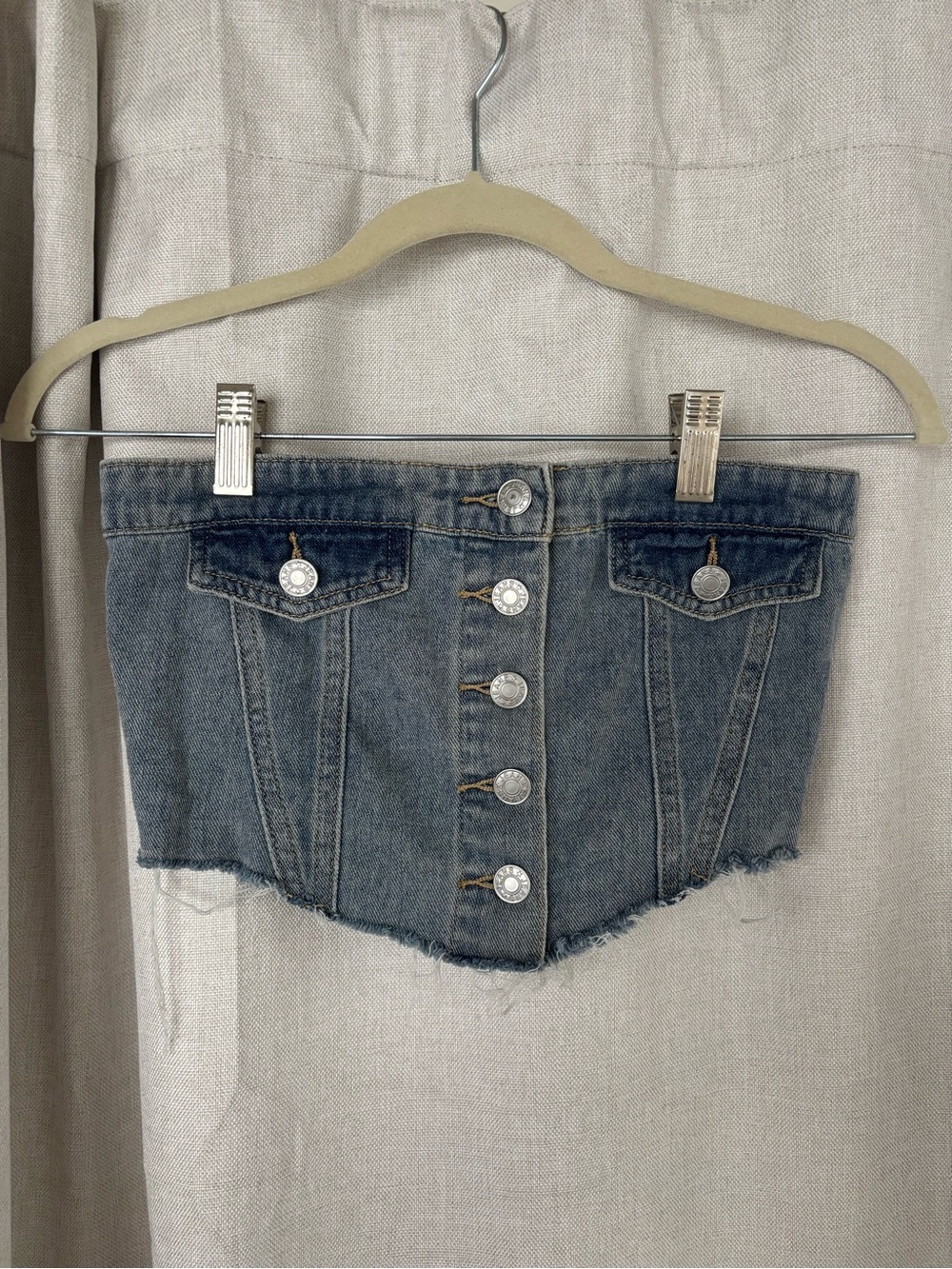 Denim Corset Top with Button Front